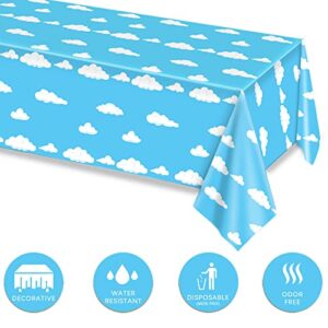 3 Pack Blue Sky White Clouds Party Tablecloth Cartoon Story Birthday Party Supplies 54 x 108 Inch for Boy Girl Kids Baby Shower Birthday Party Supplies