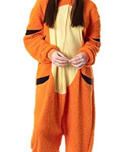 MJC International Disney Winnie The Pooh Adult Tigger Costume Plush Kigurumi Union Suit Pajama Outfit, Orange, Medium