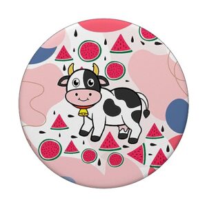 Baby Pink Watermelon Cow Aesthetic Pattern Kawaii PopSockets Standard PopGrip