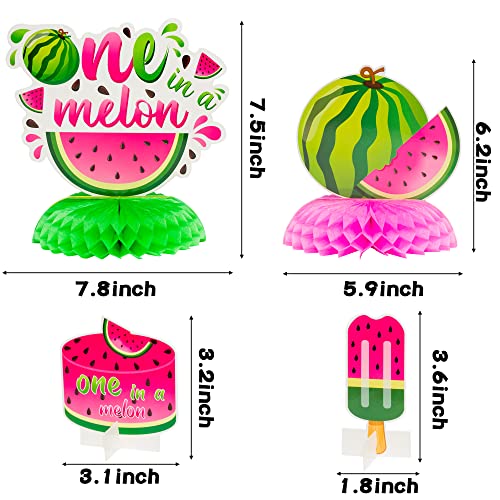 OSNIE 12Pcs Watermelon 1st Honeycomb Centerpieces Table Toppers for Kids One in a Melon Party Decor Summer Fruit Pink Watermelon Party Supplies One Year Old Birthday Party Baby Shower Photo Prop