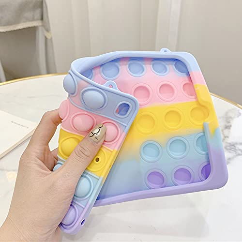 iZi Way Pop It Tablet Case for Amazon Fire 7 Kids (2015/2017/2019), Fidget Poppet Push Bubble Wrap Silicone Cover Stand & Strap for Fire 7" 5th 7th 9th - Rainbow