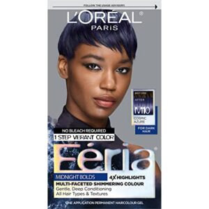 l’oréal paris feria midnight bold multi-faceted permanent one-step hair color kit, no bleach required, cosmic azure