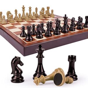 15" acrylic+metal chess sets for adults kids with zinc alloy + acrylic chess pieces & portable folding wooden chess board travel chess sets board game – metal staunton chess pieces with storage box