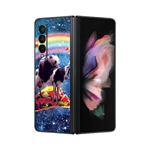 mightyskins carbon fiber skin compatible with samsung galaxy z fold 3 - panda cow taco | protective, durable textured carbon fiber finish | easy to apply | made in the usa