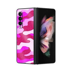 mightyskins glossy glitter skin compatible with samsung galaxy z fold 3 - pink camo | protective, durable high-gloss glitter finish | easy to apply, remove, and change styles | made in the usa