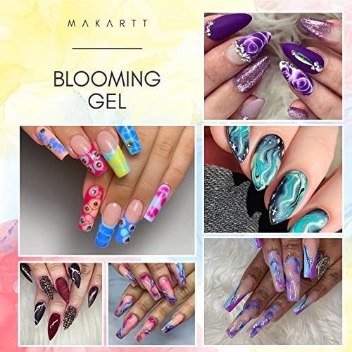 Makartt Clear Blooming Gel 15ml UV LED Soak Off Nail Art Polish for Spreading Effect Marble Nail Polish Gel Paint Nail Designs for DIY Spring Summer Color Flower Watercolor Magic Beauty Gift