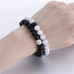 Bayetss Men Women Lava Bracelet Beads Bracelet Bangle Stretch Stone Beads Bracelets Friendship Couples Gifts,Black and white