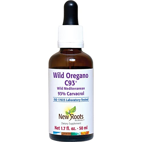 NEW ROOTS HERBAL Wild Oregano C93 (50 ml) Liquid, Highest Natural Carvacrol Concentration|Immune Defense|Mediterranean Source|Alcohol Free, Organic, Non-GMO, Vegan, Gluten Free