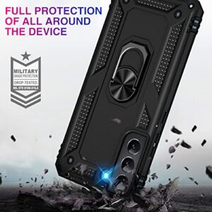 Vaki for Samsung Galaxy S22+ Plus 5G Case with Built in Screen Protector Military Grade Hard Rugged Cover Heavy Duty Armor Galaxy S22 Plus Phone Cases with Metal Ring Kickstand Shockproof Black