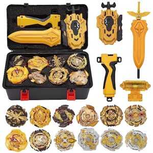 obest bey battling top burst 12 new gyros top with 2 launcher, arena toy, gyro pocket box pro (gold)