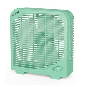 shinic box fan 10 inch, 2 speeds, table fan with strong airflow, energy efficient small window fan, air circulation portable kitchen exhaust fan for bedroom bathroom, and tabletop, green