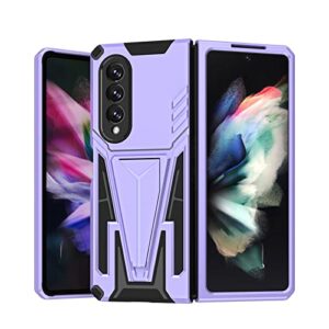 eaxer for samsung galaxy z fold 3 5g shockproof armor protection kickstand case cover rugged military grade shockproof anti-drop holder cover case for samsung galaxy z fold 3 2021 purple