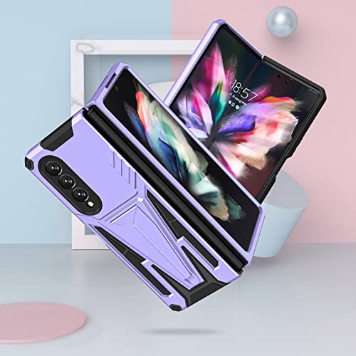 EAXER for Samsung Galaxy Z Fold 3 5G Shockproof Armor Protection Kickstand Case Cover Rugged Military Grade Shockproof Anti-Drop Holder Cover Case for Samsung Galaxy Z Fold 3 2021 Purple