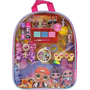 l.o.l. surprise! townley girl makeup filled backpack set with 12 pieces, including lip gloss, nail polish, nail stones and keychain, ages 5+ for parties, sleepovers and makeovers