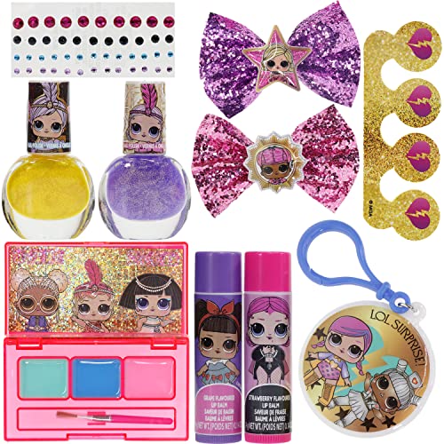 L.O.L. Surprise! Townley Girl Makeup Filled Backpack Set with 12 Pieces, Including Lip Gloss, Nail Polish, Nail Stones and Keychain, Ages 5+ for Parties, Sleepovers and Makeovers
