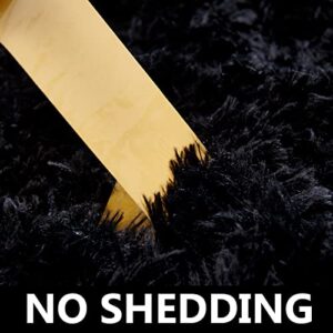TABAYON Shag Area Rug, 5x7 Ft Black Upgrade Anti-Skid Durable Rectangular Cozy , High Pile Soft Throw Rug for Nursery Living Room