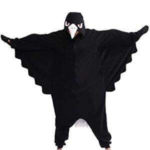 ofodoing Adult Animal Crow One-piece Pajamas Cosplay Animal Homewear Sleepwear Jumpsuit Costume for Women Men