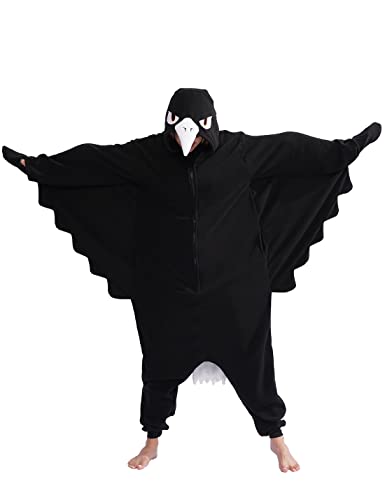 ofodoing Adult Animal Crow One-piece Pajamas Cosplay Animal Homewear Sleepwear Jumpsuit Costume for Women Men