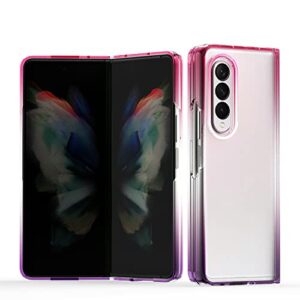 eaxer for samsung galaxy z fold 3 5g shockproof acrylic gradient clear cover skin case slim thin crystal scratchproof hard pc gradient shock absorption flexible tpu soft bumper red purple
