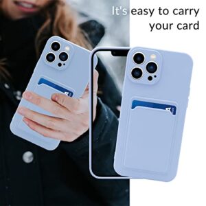 Naiadiy Silicone Card Case with Card Holder, Shockproof Wallet Cover for iPhone 13 Pro Max 6.7 Inch 2021 - Purple