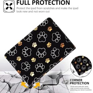 iPad Mini 6 Case, iPad Mini 2021 6th Generation Case Auto Sleep/Wake Multi-Angle Stand for iPad Mini 6th Gen 8.3 Inch , Cute Dog Paw Prints Gold White