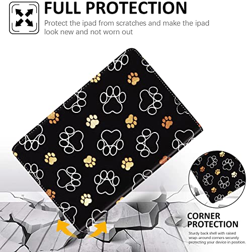 iPad Mini 6 Case, iPad Mini 2021 6th Generation Case Auto Sleep/Wake Multi-Angle Stand for iPad Mini 6th Gen 8.3 Inch , Cute Dog Paw Prints Gold White