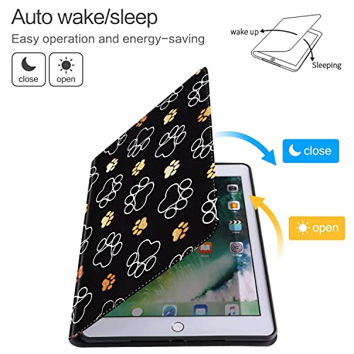 iPad Mini 6 Case, iPad Mini 2021 6th Generation Case Auto Sleep/Wake Multi-Angle Stand for iPad Mini 6th Gen 8.3 Inch , Cute Dog Paw Prints Gold White