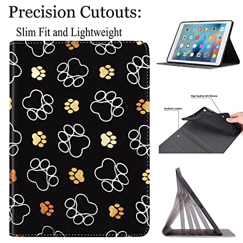 iPad Mini 6 Case, iPad Mini 2021 6th Generation Case Auto Sleep/Wake Multi-Angle Stand for iPad Mini 6th Gen 8.3 Inch , Cute Dog Paw Prints Gold White