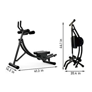 Fitness AB Machine Core Workout Equipment for Home Gym Strength Training Foldable and Height Adjustable Waist Trainer (Black1)