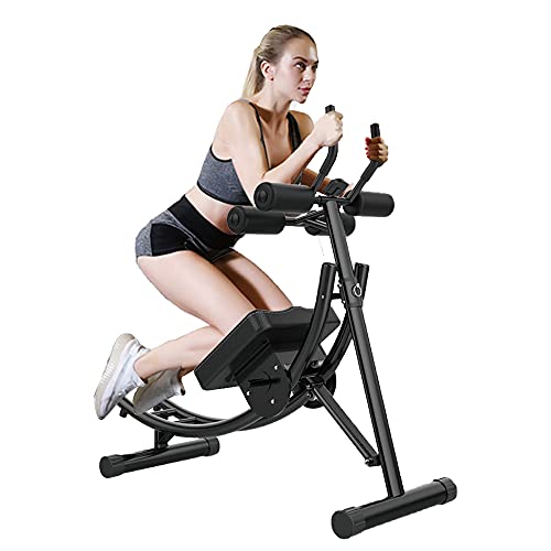Fitness AB Machine Core Workout Equipment for Home Gym Strength Training Foldable and Height Adjustable Waist Trainer (Black1)