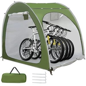 bike storage tent, outdoor bike cover storage shed for 4 bikes portable foldable garage/garden storage tent waterproof oxford shelter for motorcycle, bicycle, camping, garden tools (green)