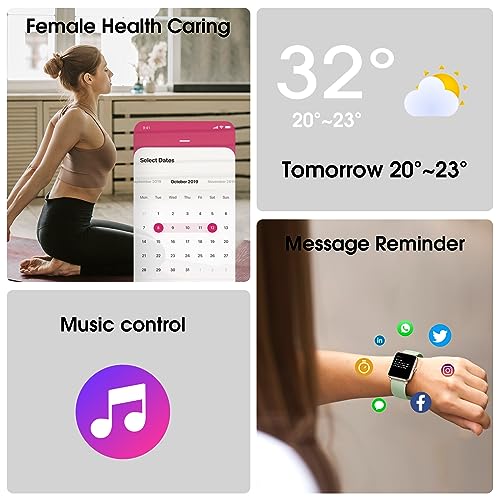 LIVIKEY Smart Watch, Fitness Tracker with Heart Rate Monitor, Blood Oxygen, Sleep Tracking, 41mm Smartwatch 5ATM Waterproof with Pedometer for Women Men Compatible with Android iPhone iOS