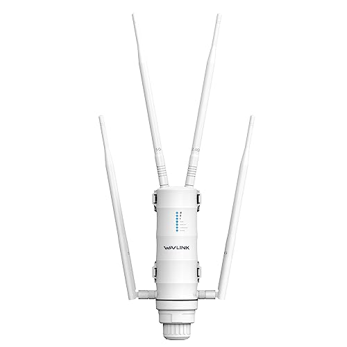 WAVLINK AC1200 Outdoor WiFi Extender with Passive POE Wireless High Power Outdoor Weatherproof Wi-Fi Range Repeater Access Point, Dual Band 2.4GHz 5GHz, 4x7dBi Detachable Antenna