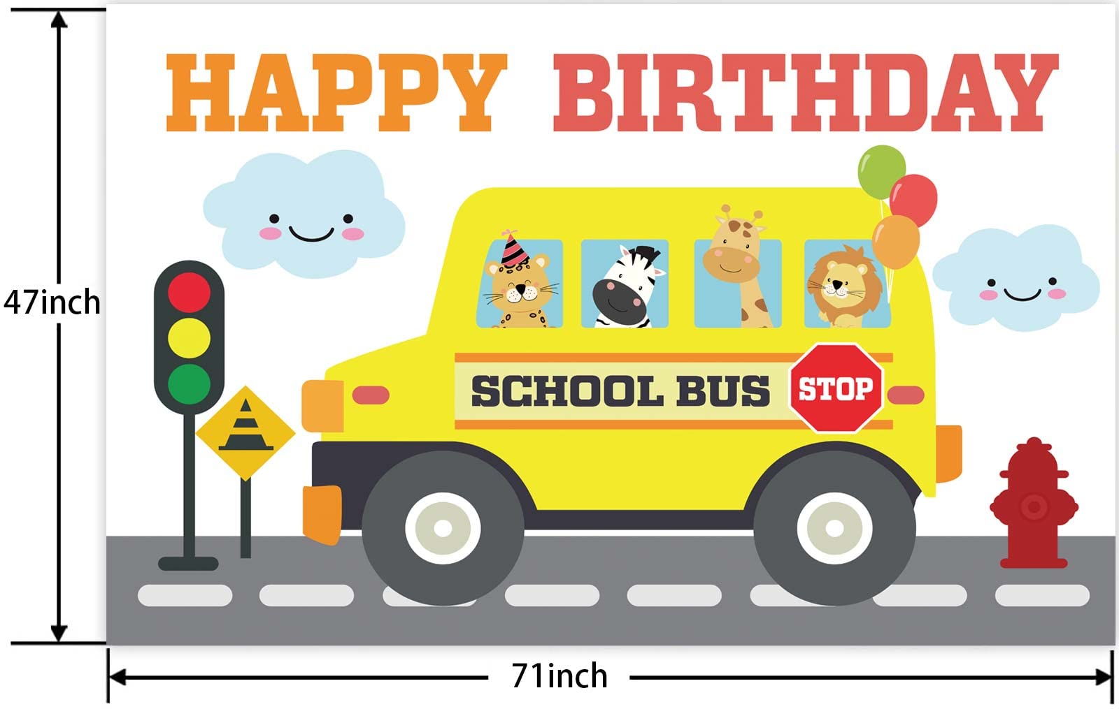 Yellow School Bus Happy Birthday Banner Backdrop Background Photo Booth Props Back to School Wheels on the Bus Theme Decor for First Day of School Welcome Party 1st Birthday Party Favors Decorations