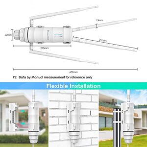 WAVLINK AC1200 Outdoor WiFi Extender with Passive POE Wireless High Power Outdoor Weatherproof Wi-Fi Range Repeater Access Point, Dual Band 2.4GHz 5GHz, 4x7dBi Detachable Antenna