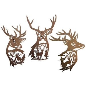 wotieuns metal deer wall decoration, wall art, rural forest hunting, cabin decoration hanging, laser cutting metal silhouette, suitable for door wall decoration living room, dining room and bedroom