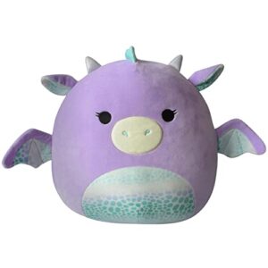 squishmallows original 14-inch drow purple dragon with teal scales - large ultrasoft official jazwares plush