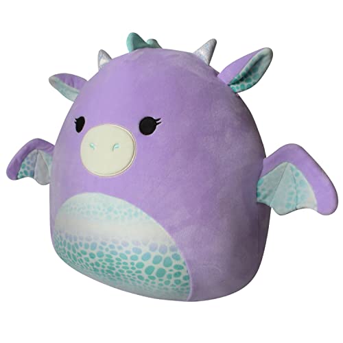 Squishmallows Original 14-Inch Drow Purple Dragon with Teal Scales - Large Ultrasoft Official Jazwares Plush