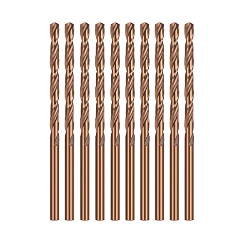 BECOLLO 3/32 Inch Cobalt Drill Bit Set, M35 Jobber Length Twist Drill Bits,Suitable for Drilling in Hard Metal, Stainless Steel, Cast Iron,10 Pieces