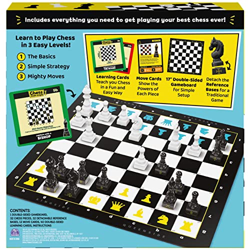 Spin Master Games Chess Made Simple, Beginner Learning Chess Set with Chess Board and Chess Pieces 2-Player Strategy Board Game, for Adults and Kids Ages 8 and up