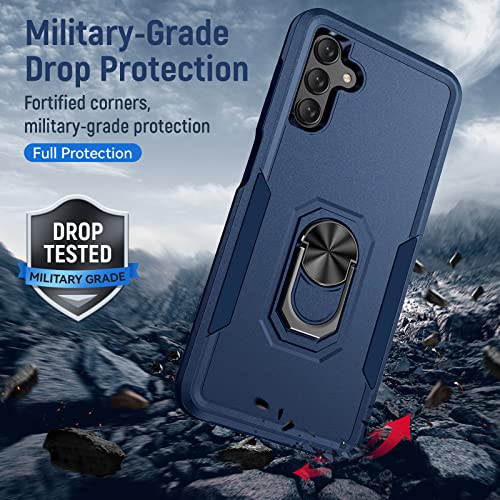 QRemix Designed for Samsung A13 5G Case with Ring and Stand Military Grade Drop Proof 360 Rotation Ring Kickstand Case for Samsung Galaxy A13 5G with Magnetic Compatible with Car Mount (Navy Blue)