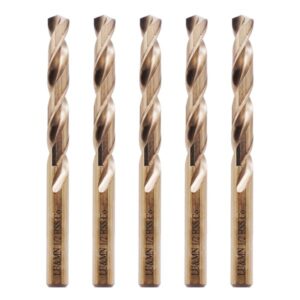 1/2" m35 cobalt hss jobber length twist drill bit with straight shank,heavy duty, pack of 5 pcs, drilling for cast iron, heat-treated steel, stainless steel and other hard materials