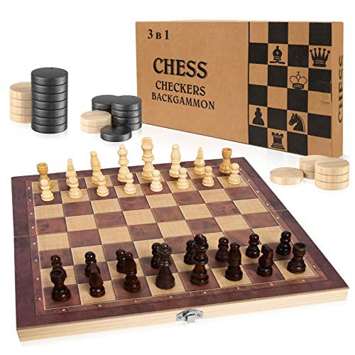 Wooden Chess Set, Chess Sets for Adults Chess Board Set Checkers Board Game - Chess Set for Kids Board Games Travel Chess Set Checkers Game for Kids Chess Sets for Kids