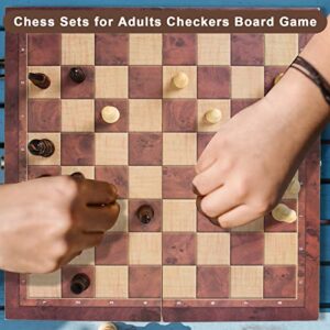 Wooden Chess Set, Chess Sets for Adults Chess Board Set Checkers Board Game - Chess Set for Kids Board Games Travel Chess Set Checkers Game for Kids Chess Sets for Kids