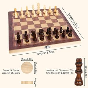 Wooden Chess Set, Chess Sets for Adults Chess Board Set Checkers Board Game - Chess Set for Kids Board Games Travel Chess Set Checkers Game for Kids Chess Sets for Kids