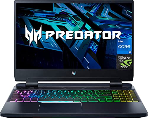 Acer Predator Helios Gaming Laptop 2023 Newest, 15.6" FHD 165Hz Display, Intel Core i7-12700H, 16GB DDR5 RAM, 512GB SSD, NVIDIA GeForce RTX 3060 Graphics, Bluetooth, Wifi6, Windows 11 Home, Black