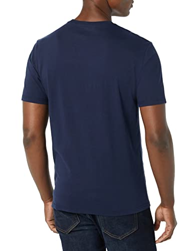 Amazon Essentials Men's Slim-Fit Short-Sleeve Crewneck T-Shirt, Pack of 2, Navy/Dark Blue, Medium