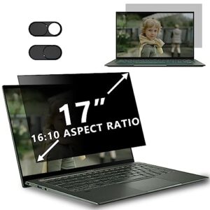 17 inch laptop privacy screen filter compatible with hp/dell/acer/samsung/lenovo/toshiba,etc and other 17" screen 16:10 widescreen display laptop privacy screen anti-blue and anti-glare protector with webcam cover