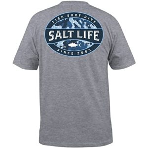 salt life atlas badge short sleeve classic fit shirt, athletic heather, x-large