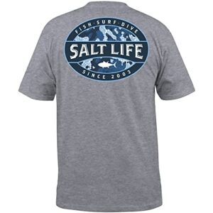 Salt Life Atlas Badge Short Sleeve Classic Fit Shirt, Athletic Heather, X-Large